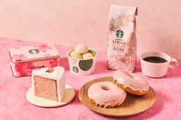 スタバ春の新作フード＆グッズ、2月15日より登場　桜ピンクのドーナツやケーキ、各種タンブラーなど 画像