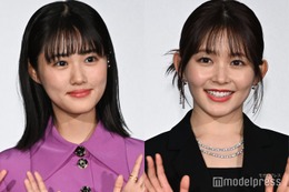 原菜乃華、変形ドレスから美脚のぞく 久間田琳加はミニ丈…キャスト4人個性溢れる着こなしで美スタイル披露【見える子ちゃん】 画像