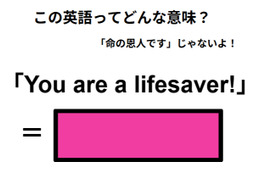 この英語ってどんな意味？「You are a lifesaver! 」