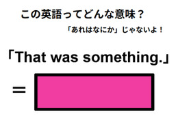 この英語ってどんな意味？「That was something. 」