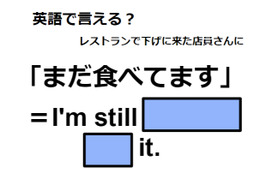 英語で「まだ食べてます」はなんて言う？ 画像