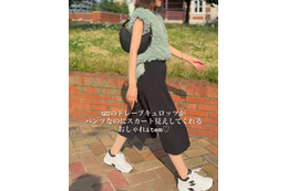 低身長でもバランスが取りやすい！【GU】スタイルアップが狙えるスカートライクなキュロッツ【40代の毎日コーデ】