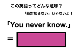 この英語ってどんな意味？「You never know.」