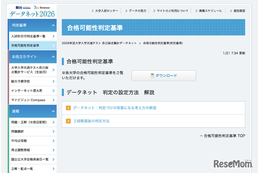 【共通テスト2026】データネット「合格可能性判定基準」…東大（理三）合格可能性60％ラインは930点 画像