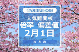 【中学受験2026】人気難関校倍率（2/1版）4模試偏差値 画像