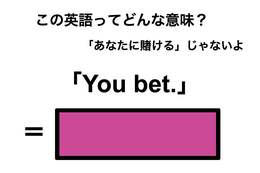 この英語ってどんな意味？「You bet.」