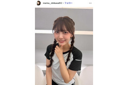 石川さゆりの姪・石川満里奈、ノースリ×大胆スリット姿で素肌チラリ「脚長すぎ」「女神のビジュアル」 画像