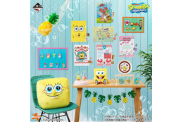 一番くじにスポンジ・ボブ登場！ ラストワン賞はボブのもちもちフェイスクッション