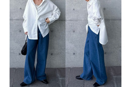 究極シンプルでおしゃれな白シャツ×デニムの旬スタイル。シルエットが美しく体型カバーも叶える着こなし【40代の毎日コーデ】 画像