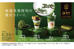スシローから濃厚抹茶ひんやりスイーツ 京都の老舗「森半」コラボの「フラッペ」「カタラーナ」登場