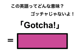 この英語ってどんな意味？「Gotcha!」