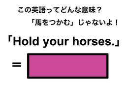 この英語ってどんな意味？「Hold your horses.」 画像