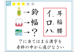 【クイズ】解けたらIQ120。「？」に入る漢字は赤枠の中のどれでしょう 画像