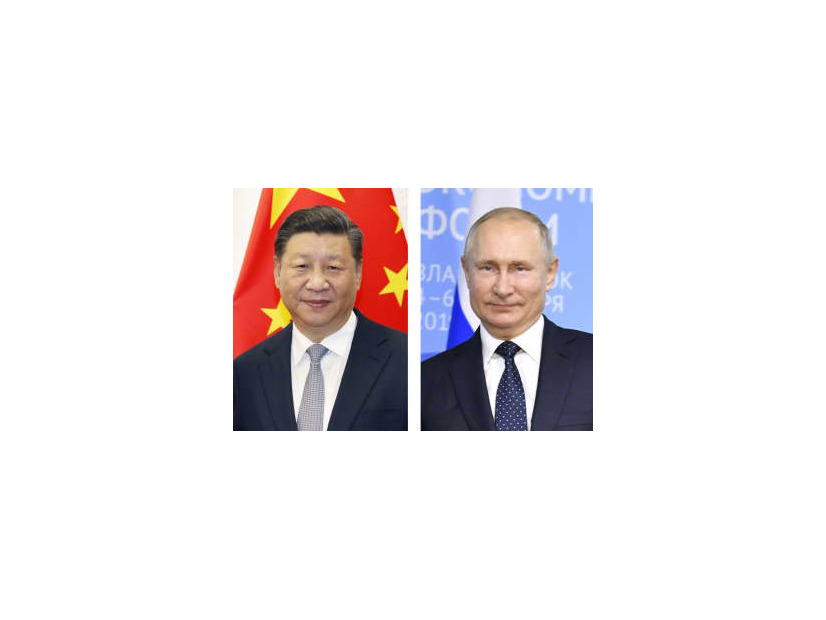 中国の習近平国家主席（左）、ロシアのプーチン大統領