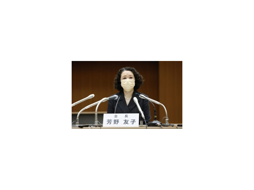 記者会見する連合の芳野友子会長＝16日午後、東京都千代田区