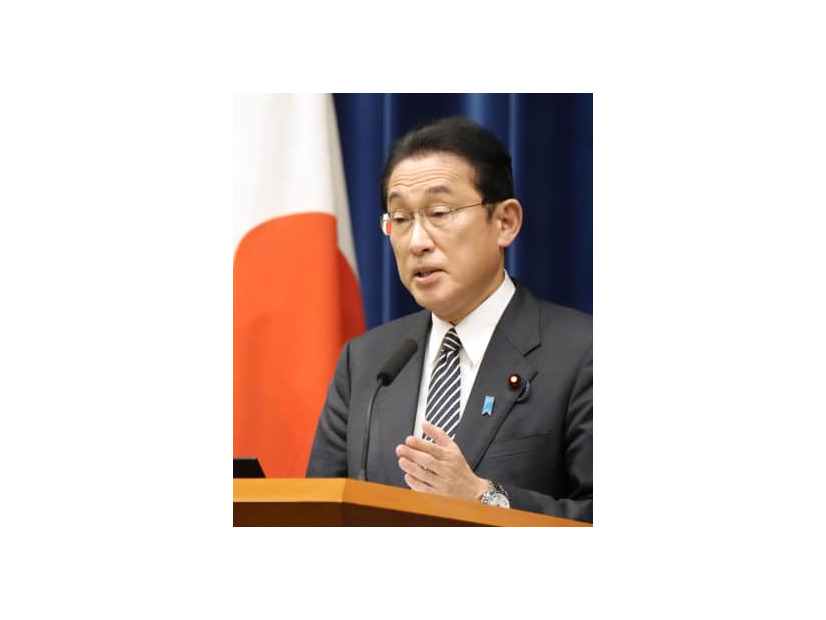 臨時国会閉会を受け記者会見する岸田首相＝21日午後、首相官邸