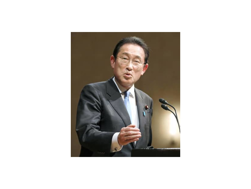 東京都内のホテルで講演する岸田首相＝23日午後（代表撮影）