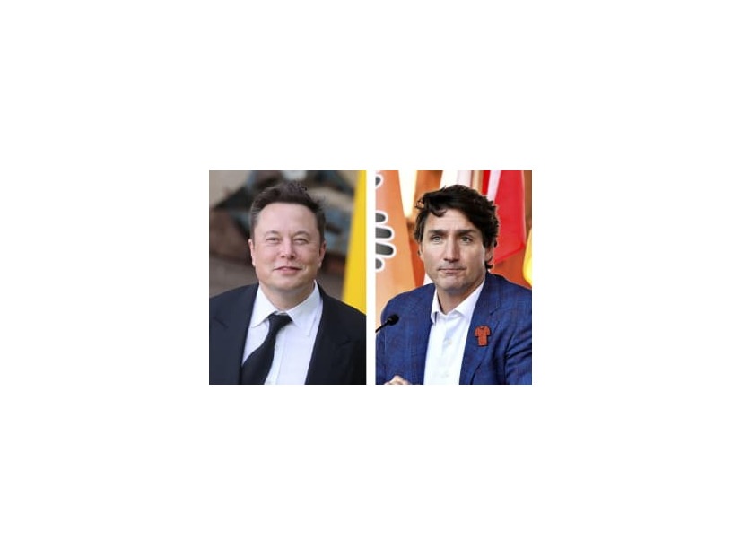 米テスラのイーロン・マスクCEO、カナダのトルドー首相（いずれもロイター＝共同）