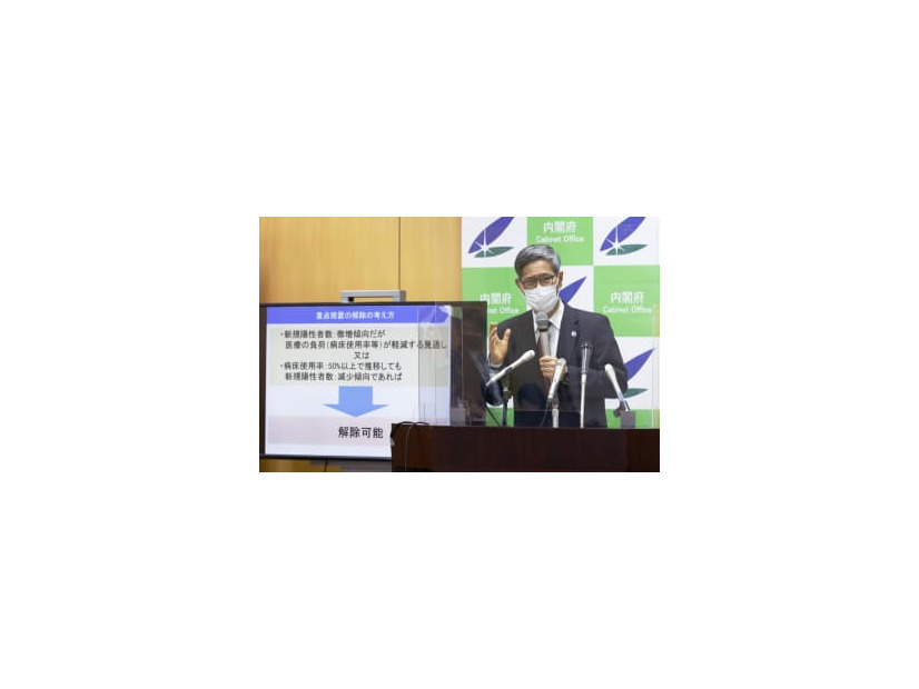 新型コロナウイルス感染症対策分科会の会合後、記者会見する尾身茂会長＝11日午後、東京・永田町