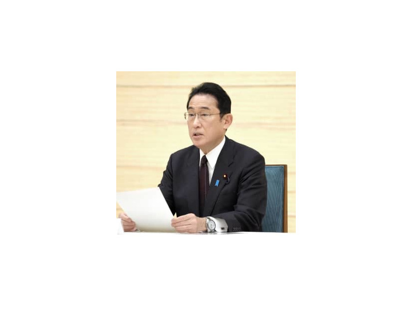 政府与党連絡会議であいさつする岸田首相＝15日午後、首相官邸