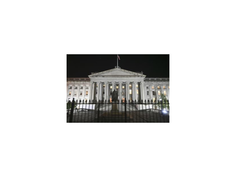 米首都ワシントンにある財務省の建物＝2021年9月（共同）