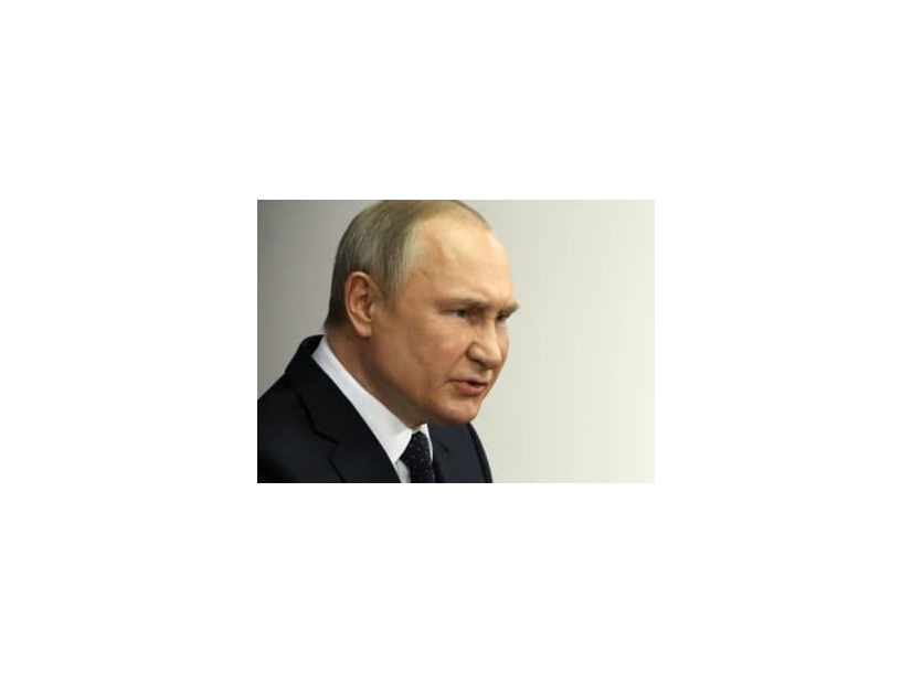4月、ロシア・サンクトペテルブルクで演説するプーチン大統領（ゲッティ＝共同）