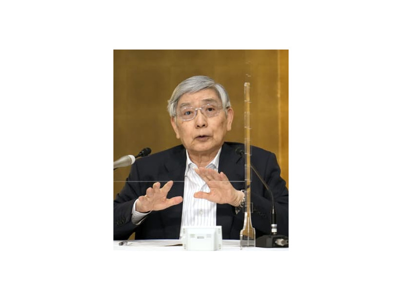 共同通信きさらぎ会で講演する日銀の黒田総裁＝6日午後、東京都千代田区のホテル