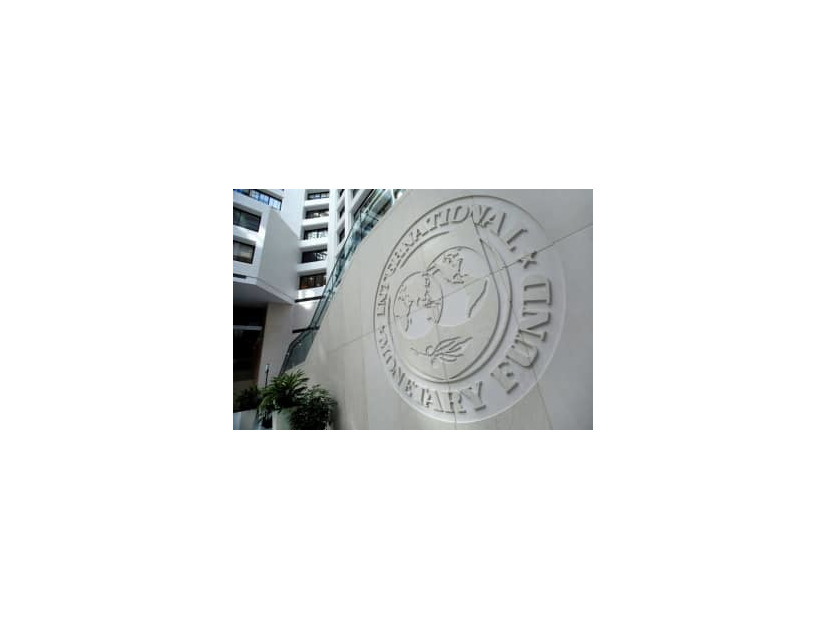 国際通貨基金（IMF）のロゴ＝2016年、ワシントン（ロイター＝共同）