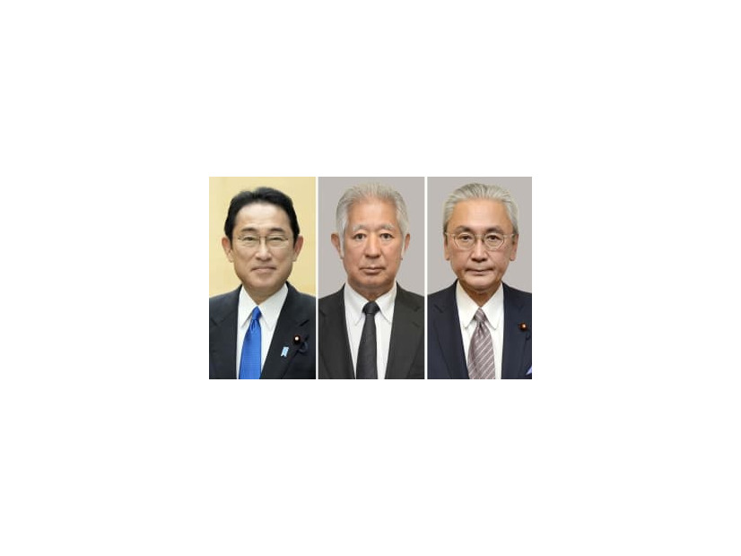 左から岸田文雄首相、森英介氏、古屋圭司氏