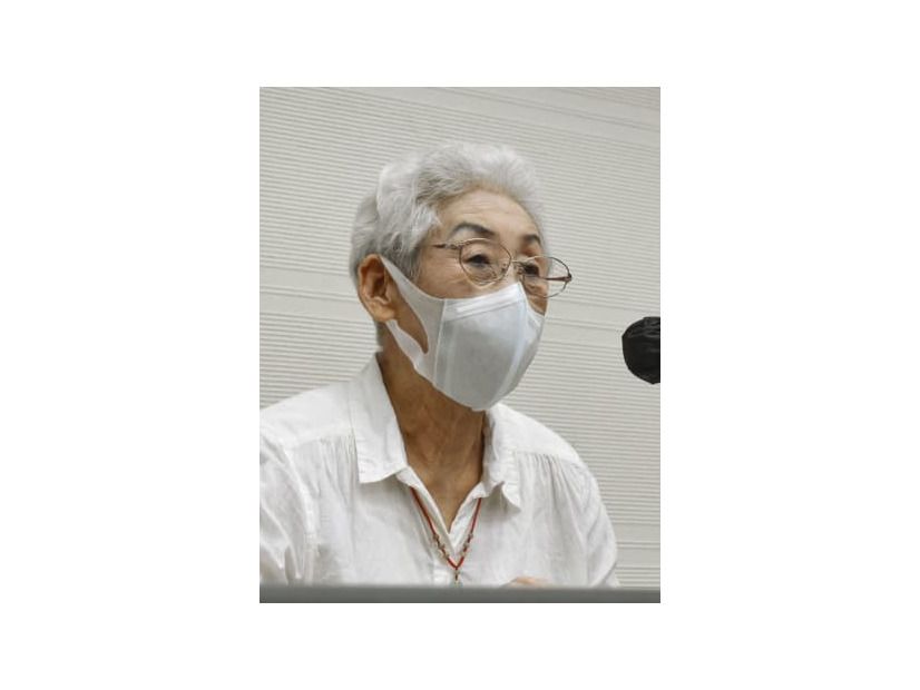 体験を語る中国帰国者の川添瑞江さん＝11日午後、広島市