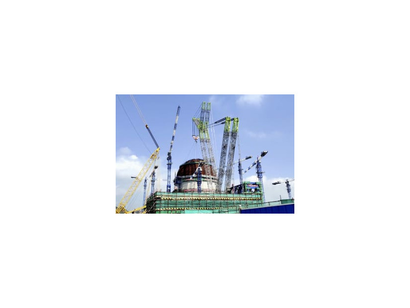 建設中の中国福建省ショウ州原発＝8月（CNS＝共同）