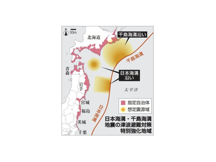 日本海溝・千島海溝地震の津波避難対策特別強化地域