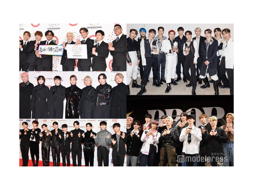 （左上から時計回りに）GENERATIONS、JO1、INI、&TEAM、BE:FIRST（C）モデルプレス