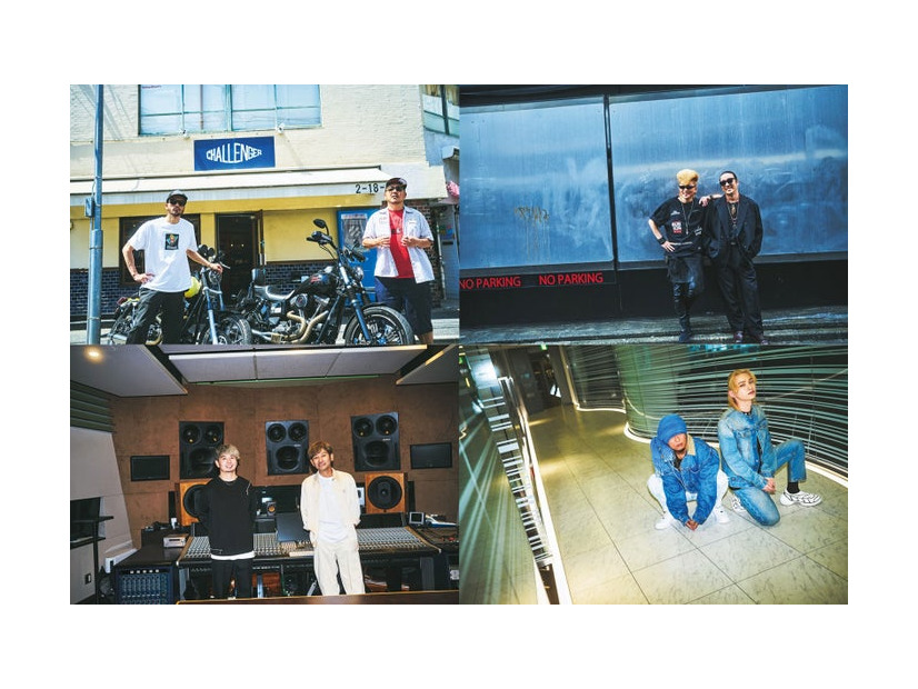 （上段左から）長瀬智也＆RED RICE、若旦那＆氣志團・綾小路翔（下段左から）SHOCK EYE＆ポルノグラフィティ・新藤晴一、HAN-KUN＆SKY-HI（提供写真）