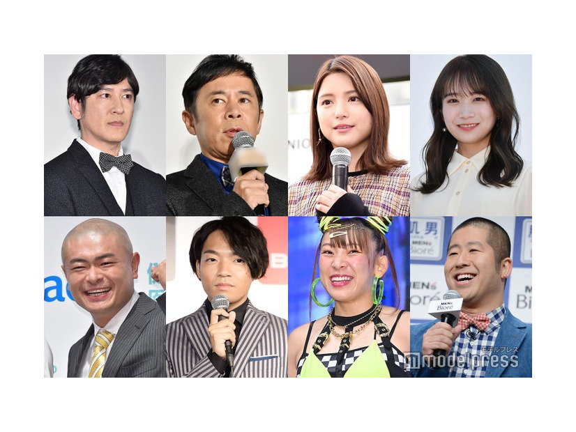 （上段左から）田中直樹、岡村隆史、川島海荷、秋元真夏（下段左から）あばれる君、伊沢拓司、フワちゃん、澤部佑（C）モデルプレス