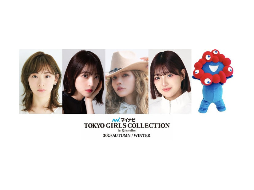 （左から）生駒里奈、堀未央奈、益若つばさ、MINAMI、ミャクミャク（提供写真）