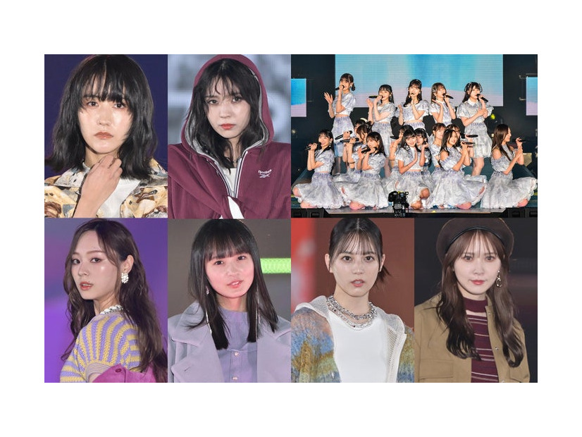 （左上より時計回りに）土生瑞穂、小林由依、乃木坂46、加藤史帆、小坂菜緒、遠藤さくら、梅澤美波（C）モデルプレス、乃木坂46のみ（C）Rakuten GirlsAward 2023 AUTUMN／WINTER