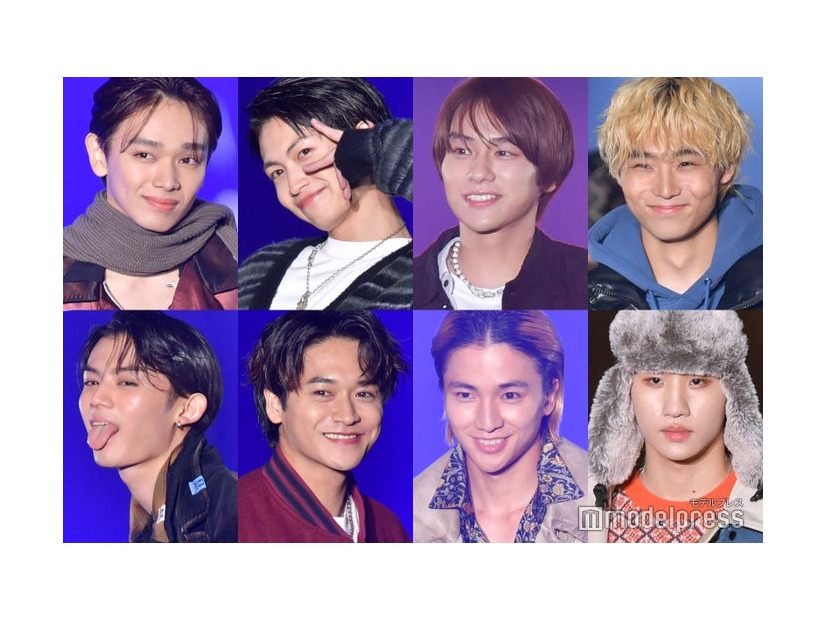 （左上から時計回りに）宮世琉弥、綱啓永、山下幸輝、八村倫太郎、松井利樹、木戸大聖、井上想良、藤原大祐（C）モデルプレス