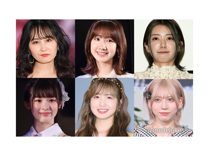 2023年にAKB48から卒業を発表したメンバー／（上段左から）山邊歩夢、柏木由紀、大西桃香（下段左から）浅井七海、本田仁美、茂木忍（C）モデルプレス
