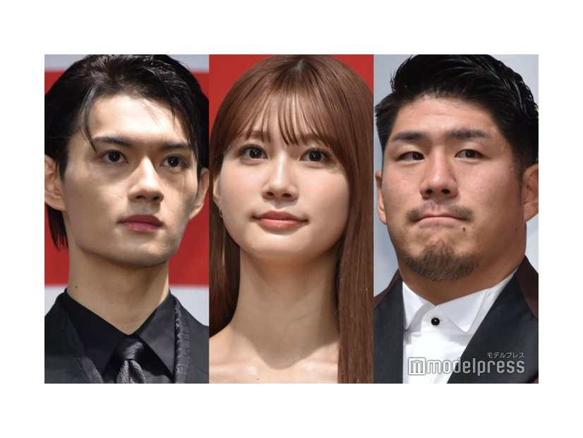 「2023年ヒット商品ベスト30」＆「2024年ヒット予測ベスト30」の先行発表会に登壇した佐野勇斗、生見愛瑠、松田力也選手（C）モデルプレス