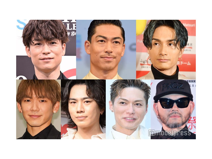 （上段左から）EXILE TETSUYA、EXILE AKIRA、橘ケンチ（下段左から）EXILE NAOTO、OMI、EXILE SHOKICHI、DJ DARUMA（C）モデルプレス