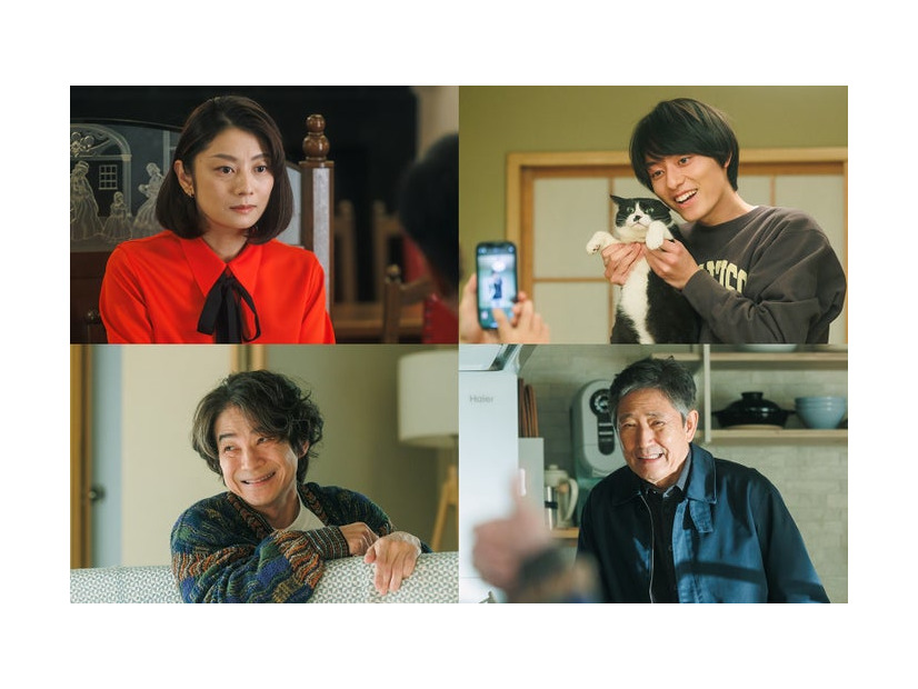 （左上から時計回りに）小池栄子、作間龍斗、小林薫、吉岡秀隆「コタツがない家」第7話より（C）日本テレビ