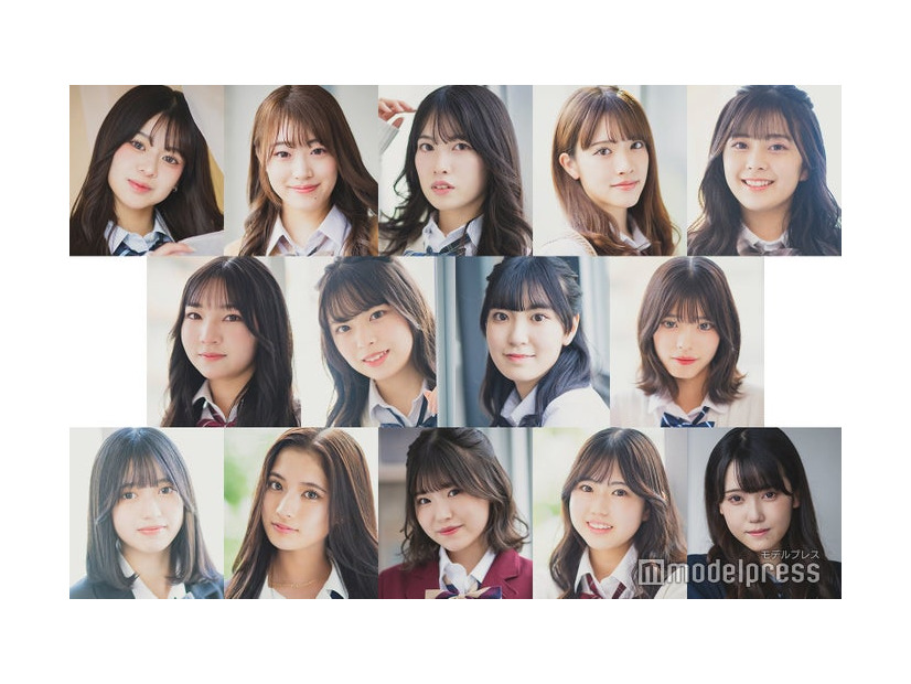 「女子高生ミスコン2023」ファイナリスト（上段左から）リアさん、あやさん、あんなさん、ゆらさん、りんたんさん（中央左から）えみりーさん、真心さん、ここなさん、あいるさん（下段左から）姫野美咲さん、のなさん、まみさん、ゆいかさん、あみさん（C）モデルプレス
