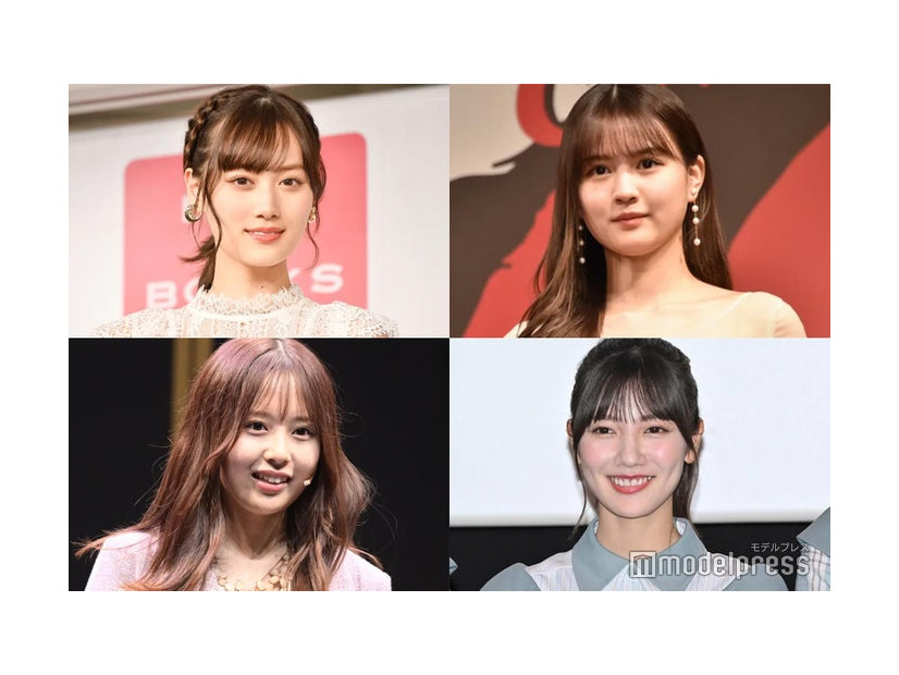 （左上から時計回りに）山下美月、中村麗乃、河田陽菜、佐藤璃果（C）モデルプレス