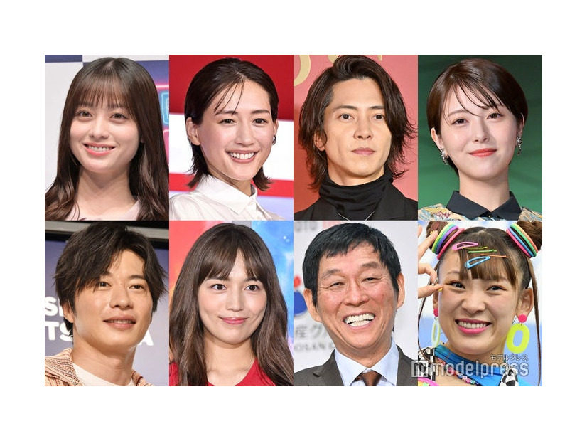 （上段左から）橋本環奈、綾瀬はるか、山下智久、浜辺美波（下段左から）田中圭、川口春奈、明石家さんま、フワちゃん（C）モデルプレス