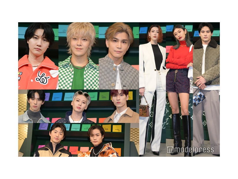 （左から時計回りに）桜田通、ユウタ、岩田剛典、三吉彩花、山田優、⽔上恒司、川村壱⾺、佐野玲於、佐藤景瑚、川尻蓮、⾦城碧海（C）モデルプレス