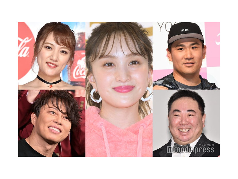 （上段左から時計回りに）高橋みなみ、百田夏菜子、田中将大、塚地武雅、西川貴教（C）モデルプレス