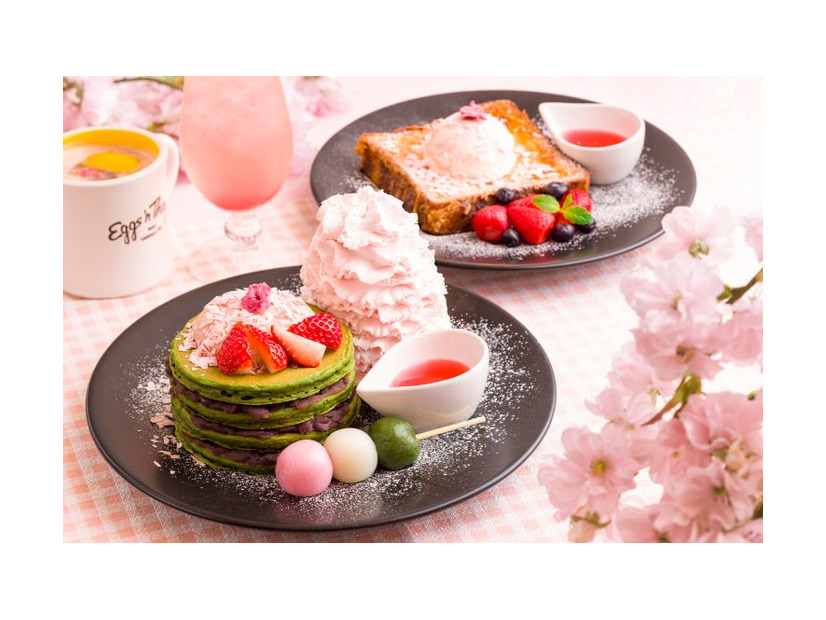 桜抹茶パンケーキ、桜フレンチトースト／提供画像