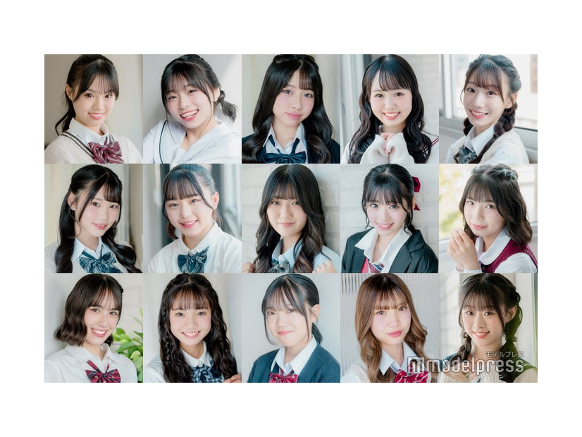 「女子高生ミスコン2024」ファイナリスト（上段左から）SORAさん、もっちーさん、ゆん丸さん、はるかさん、めいささん、（中央左から）紅華さん、Ayaさん、せりなさん、ゆなさん、あっか～さん、（下段左から）はんなさん、めいさん、さくちさん、ゆめめさん、いっちゃんさん（C）モデルプレス