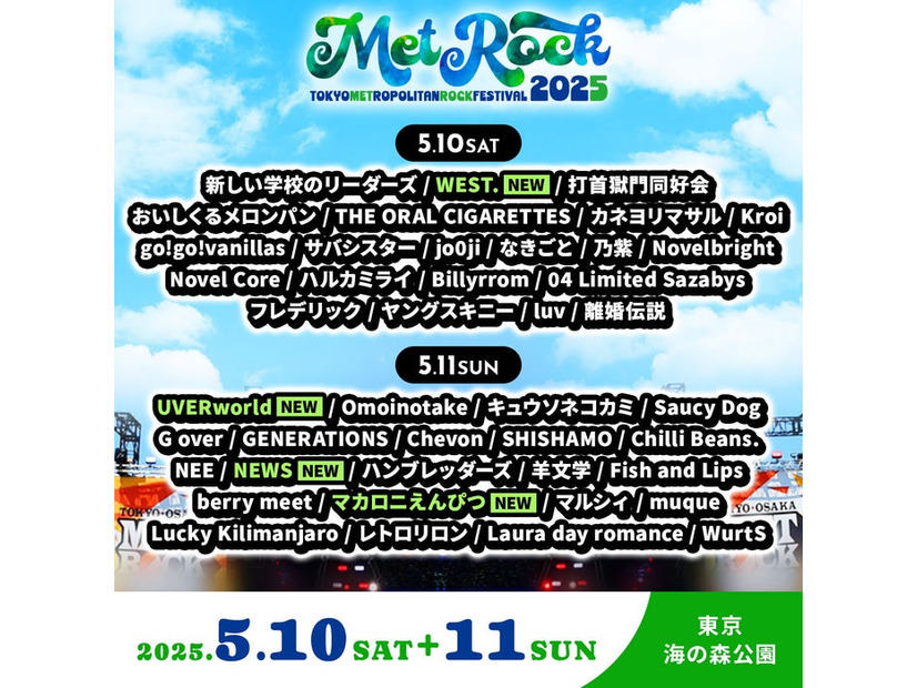 「METROCK2025」全出演アーティスト（提供写真）